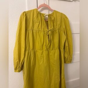 Tie-Neck Babydoll Dress in Chartreuse